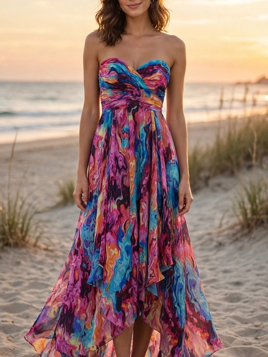 Laundry By Shelli Segal Dresses & Skirts - Laundry 100% Silk  By Shelli Segal Strapless Multicolor Watercolor Maxi Dress